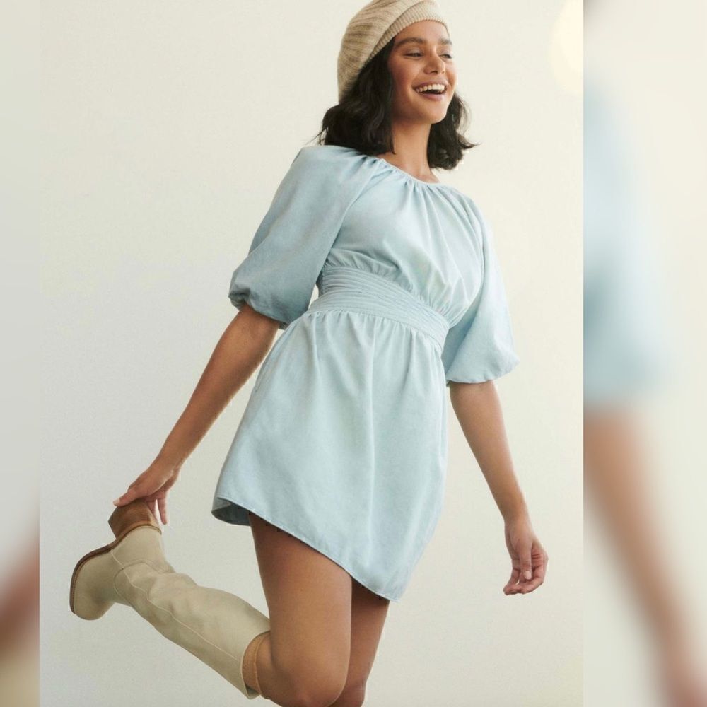 Anthropologie - Puff-Sleeved Mini Dress